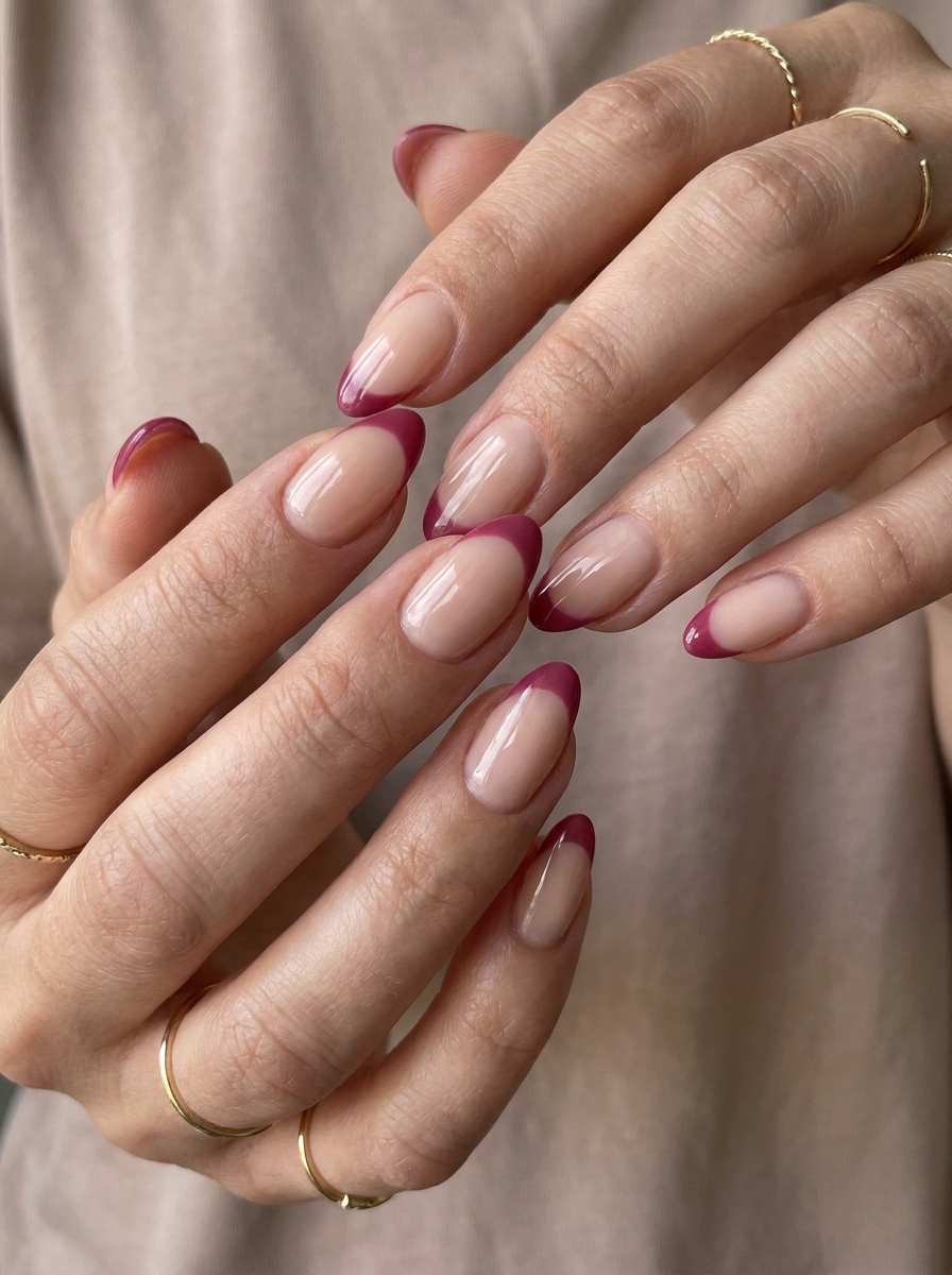 Berry Pink French Nails mit beerig pinken French Tips